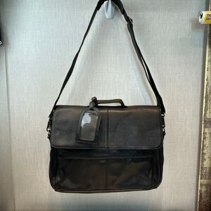 Vtg Hazel Leather Briefcase Shoulder Bag Laptop Computer Black Business Travel